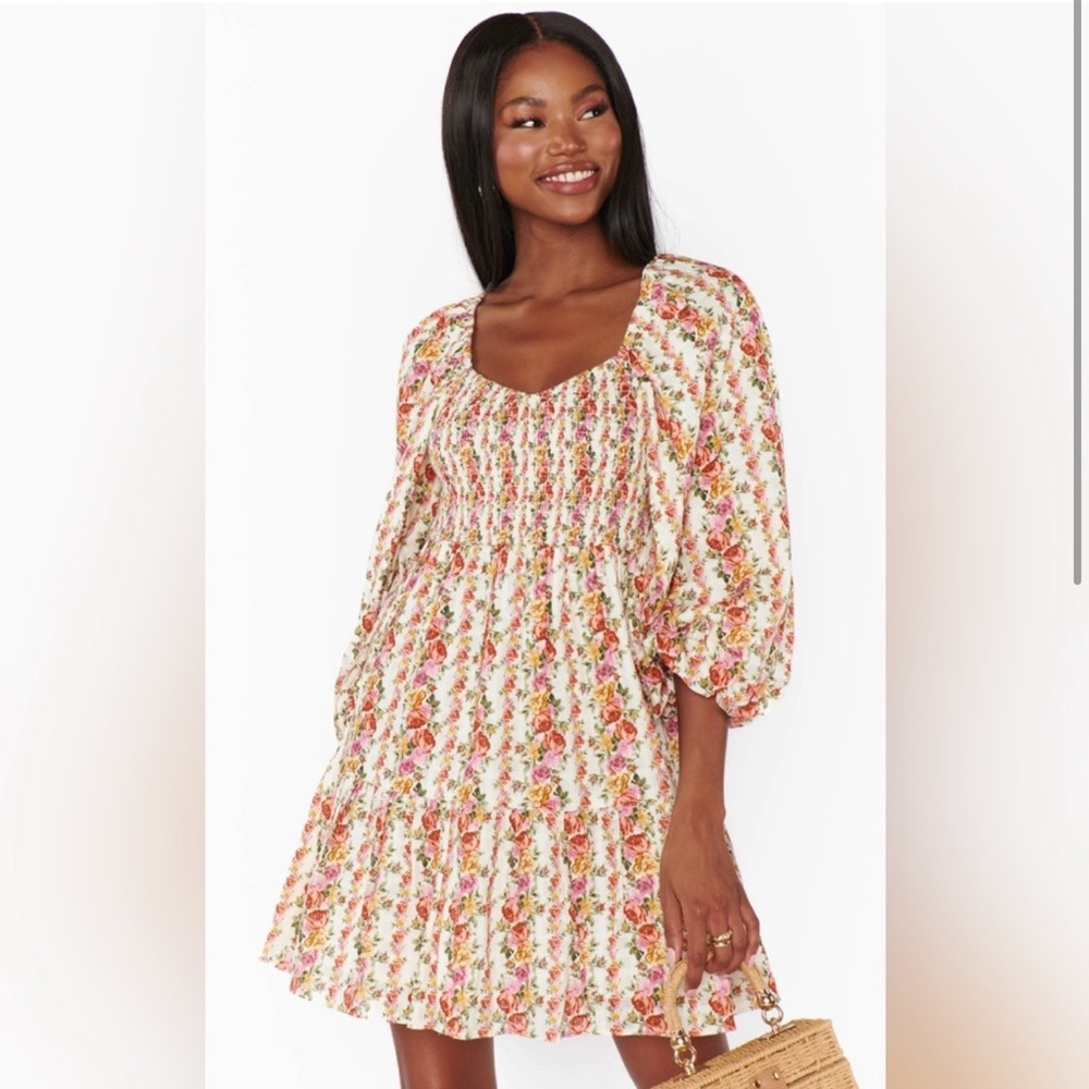 Show Me Your MuMu Josephine Smocked Long Sleeve Sundress